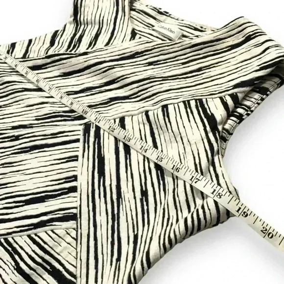 Calvin Klein Sleeveless Black and White Striped Stretch Bodycon Dress - Picture 14 of 16